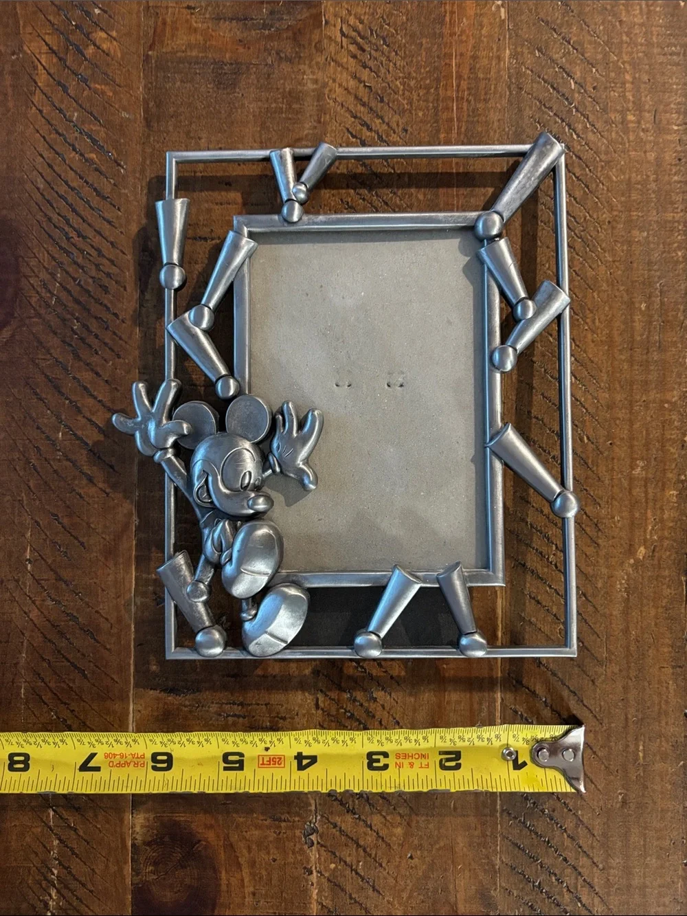 Vintage Disney 2000 World Mickey Mouse Pewter 3D Y2K Metal Picture Frame 4x6